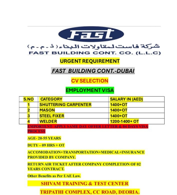 Urgent Requirement for Fast Building Contracting Dubai